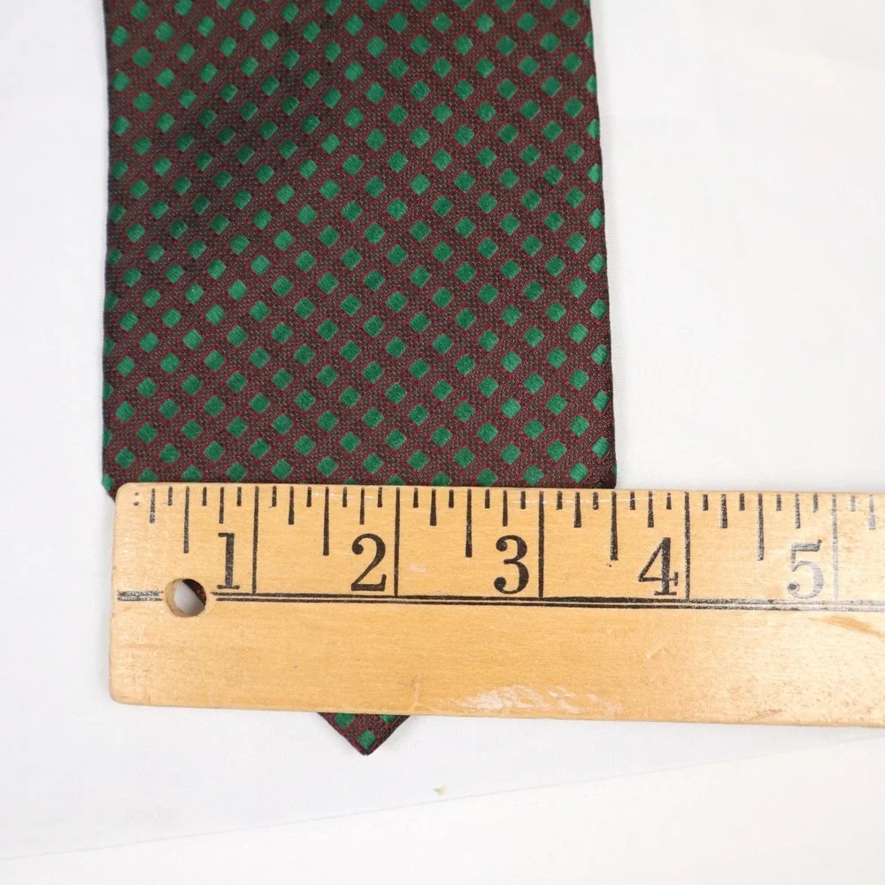 Stefano Ricci Silk Necktie Dark Brown Emerald Green‎ Geometric Square Made Italy